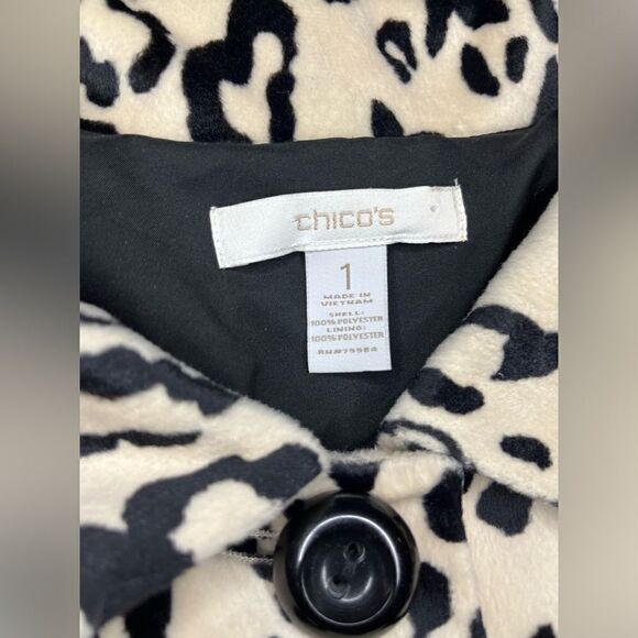 Chico’s animal print faux fur swing jacket sz 1 (M/8) - Picture 3 of 8